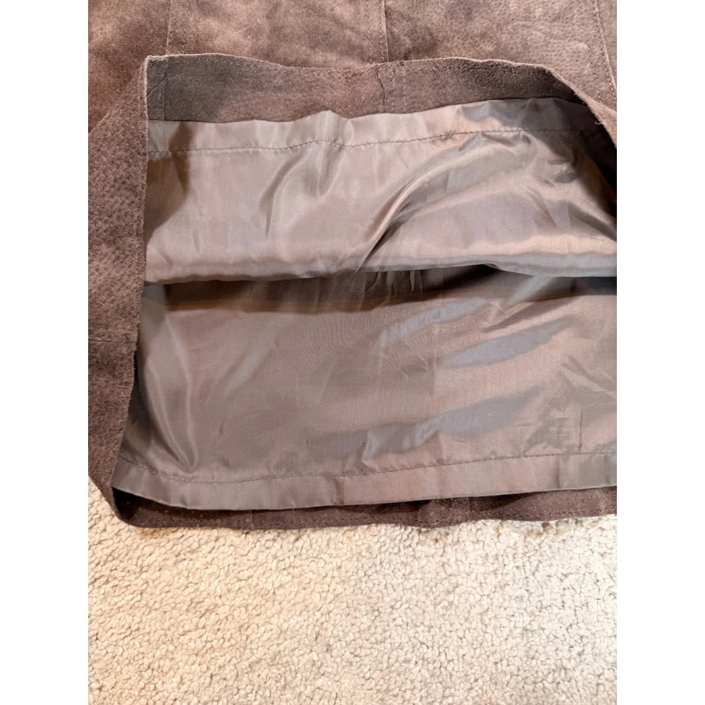 Women's Eddy & Co Chocolate Brown Genuine Suede Pencil Skirt 2P Quiet Luxury Y2K